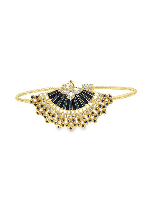 Diva gold crystal stones blue glazed bracelet<BR/>